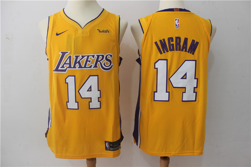 Men Los Angeles Lakers #14 Ingram Yellow Game Nike NBA Jerseys